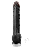 Real Feel Deluxe No. 12 Wallbanger Vibrating Dildo With Balls Waterproof 12in - Black
