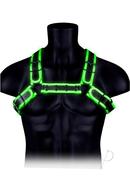 Ouch! Buckle Bulldog Harness Glow In The Dark - Large/xlarge - Green